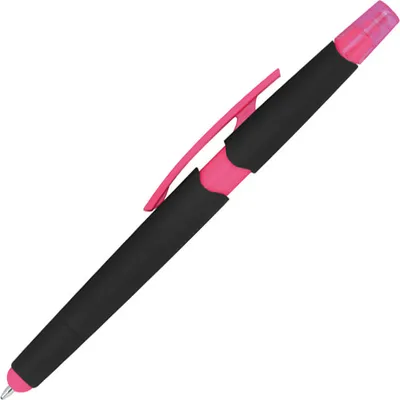 Produktbild von 5 Touchpen Kugelschreiber mit Textmarker und Touchfunktion / Farbe: pink