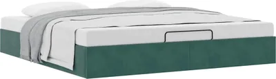 Produktbild von Ottoman-Bett ohne Matratze Dunkelgrün 160x200 cm Samt