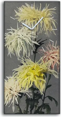 Produktbild von Wohnzimmer-Bild Leinwand Uhr Geräuschlos 30x60 Gemälde Blumen Pflanzen Kunst - weiße Hände