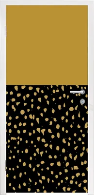 Produktbild von MuchoWow® Türtapete Selbstklebende Türfolie Polka dots - Ockergelb - Schwarz 85x205 cm Türposter Türaufkleber Klebefolie Türklebefolie - Türverzierung - Türen Dekoration - Plakaten