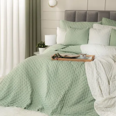 Immagine prodotto di Copriletto sul letto, trapuntato, pastello Nules 220x240 verde chiaro