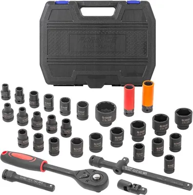 Obrázok produktu pre Sada 32-dielneho rázového skrutkovača 1/2" (6 a 12 bitov) (8–36 mm)