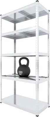 Produktbild von Metallregal 200x100x40 cm Verzinkt – 5 Metallböden Böden – Tragkraft 875kg – Lagerregal, Werkstattregal, Kellerregal, Schwerlastregal