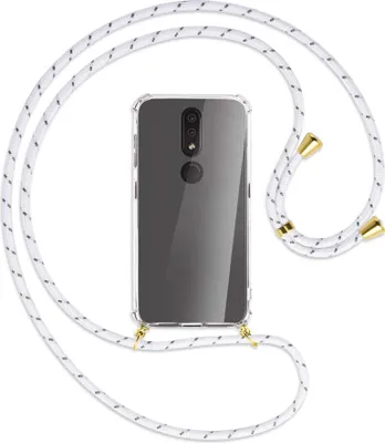 Produktbild von Handykette Backcover-Schutzhülle mit Band (Metall goldfarben) für Nokia 4.2 - weiß/grau