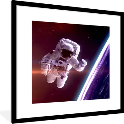 Produktbild von MuchoWow® Gerahmtes Poster Weltraum - Erde - NASA - Jungen - Kinder - Kinder 40x40 cm - Poster mit Schwarzem Bilderrahmen Wandposter Rahmen Foto Bilder - Poster - Plakat im Rahmen