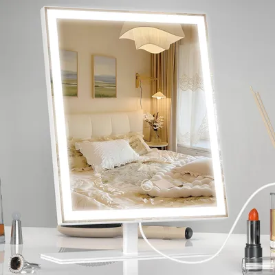 LED-Make-up-Spiegel mit 3 Farbmodi, 10x Vergrößerung, 30,5 cm, Weiß