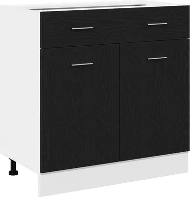 Image de vidaXL Armoire suspendue avec étagère noir aspect chêne 80 x 31 x 81,5 cm