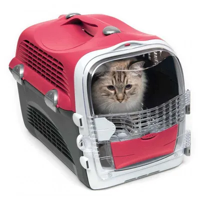 Produktbild von Catit Design Cabrio Katzen-Transportbox, faltbar, 33x51x35cm, rot, für Haustiere bis 11,3 kg