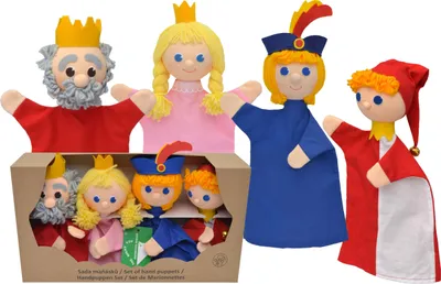 Produktbild von 4er Set Handpuppen Prinz König Königin 18,5 cm Mehrfarbig, 22759B