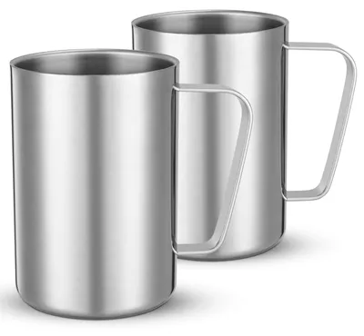 Produktbild von 2 Stück Edelstahl Doppelwandbecher - 500ml Campingbecher für Kaffee und Tee