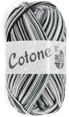 Produktbild von Lana Grossa - Cotone Print 0317 weiß silbergrau dunkelgrau schwarz