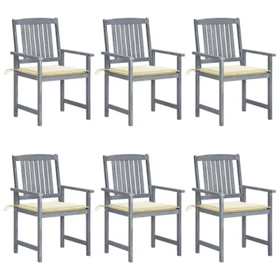 Produktbild von Gartenstühle mit Kissen 6 Stk. Massivholz Akazie Grau