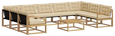 Produktbild von vidaXL Outdoor-Sofagarnitur mit Kissen 10 pcs Weiß und Beige