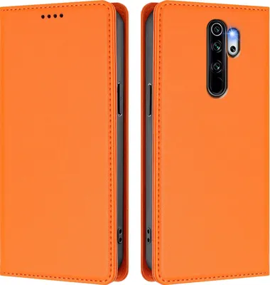 Image de Etui en cuir pour Xiaomi Redmi Note 8 Pro, étui magnétique en cuirPolyuréthaneavec support Orange