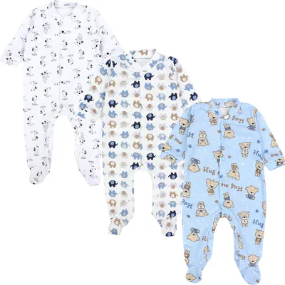 Produktbild von TupTam Baby Jungen Schlafstrampler Langarm Strampler Schlafanzug mit Fuß 3er Pack, Farbe: Farbenmix 3, Größe: 56
