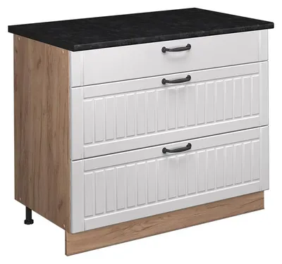 Produktbild von Küchenunterschrank Vicco Fame-Line Weiß Landhaus/Goldkraft Eiche 100 cm, AP Anthrazit, Model 62057