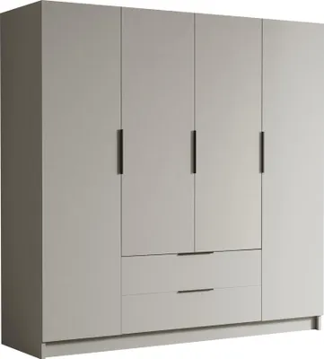 Produktbild von MIRJAN24 Kleiderschrank Sofia I 200, Schlafzimmer, Drehtürenschrank, mit Kleiderstange, Modern, Garderobenschrank, Metallgriffe (Farbe: Cashmere + Schwarz)