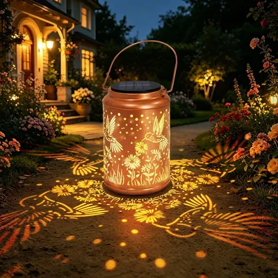 Produktbild von Solarlaterne Gartenlaterne Hängelaterne - Warmweißes Licht - IP65 wasserdicht - Vintage
