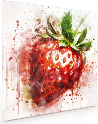 Produktbild von Küchenrückwand Spritzschutz Glas mit Motiv Erdbeerkunstwerk 40 x 40 cm