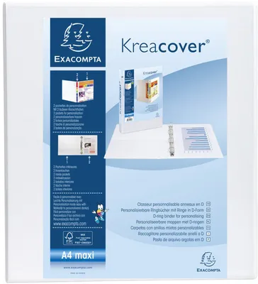 Obrázok produktu pre EXACOMPTA 51944E Prezentačný krúžkový zakladač EXACOMPTA, A4 Maxi, biely, 4D krúžok