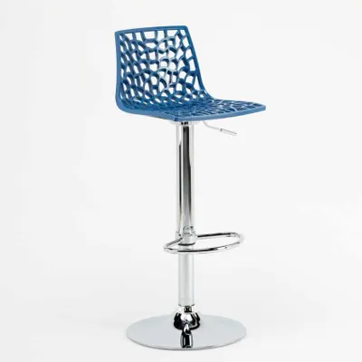 Produktbild von Barhocker mit Fußstütze Hoch Drehbar Höhenverstellbar für Küche Bar Grand Soleil Spider - Blau