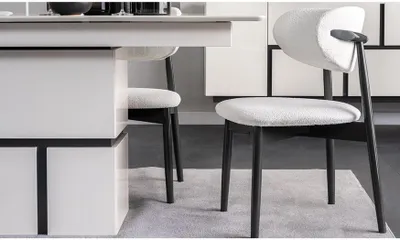 Produktbild von Esszimmer Sitzstühle Weiß-Schwarze Stuhgarnitur Designer Lehnstühle