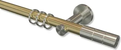 Produktbild von Interdeco Gardinenstange, Vorhangstange Messing-Optik / Edelstahl-Optik Modell Platon Elanto, 20 mm Ø 1-läufig, 600 cm (geteilt)