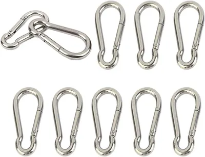 Imagen del producto de Mosquetones de acero inoxidable 304, paquete de 10 unidades, de 3,8 cm, para llaveros