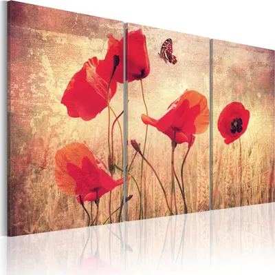 Produktbild von Modernes Wandbild 030110- 4 (120x80) - 3 Teilig Bilder Fotografie auf Vlies Leinwand Foto Bild Dekoration Wand Bilder Kunstdruck Blumen