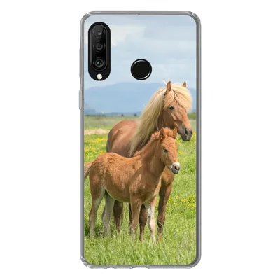 Produktbild von MuchoWow® Handyhülle Schutzhülle Hülle für Huawei P30 Lite Pferde - Fohlen - Gebirge Silikon Softcase Handy Hülle - Handyhülle