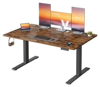 Produktbild von Höhenverstellbarer Schreibtisch mit USB-Anschluss und Memory-Funktion | Vintage braun | 140x80x72-120 cm