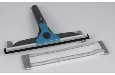 Produktbild von Fensterwischeraufsatz mit Klicksystem 30 × 7 × 27 cm – Glaswischer mit 2 Wischbezügen für Fenster Spiegel und Glasflächen, Reinigungsaufsatz für Stiele