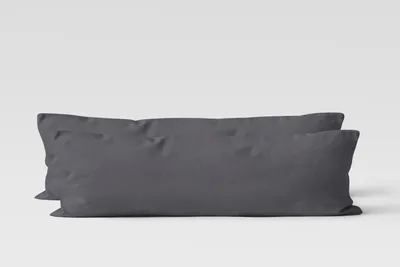 Produktbild von 2er Set Renforcé UNI Kissenhüllen 40x145 cm Seitenschläferkissen Garnitur 100% Baumwolle Mit Reißverschluss anthrazit
