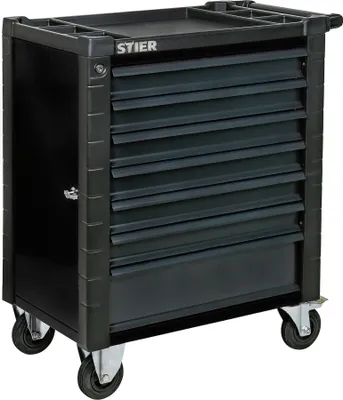 Produktbild von STIER Werkstattwagen, mit Schutzvorrichtung und praktischer Seitentür, 950x740x500 mm in Schwarz