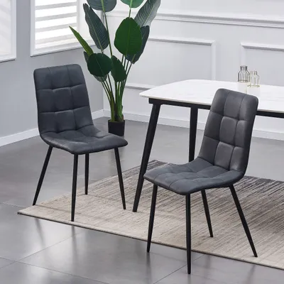 Produktbild von mcc direct Esszimmerstuhl im 2er Set aus Kunstvelourleder mit Metallbeinen Designerstuhl Küchenstuhl Henri (Schwarz)