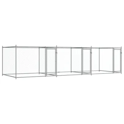 Obrázok produktu pre Klietka pre psa s dvierkami šedá 6x2x1,5 m pozinkovaná oceľ