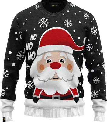 Obrázek produktu pro JAP Christmas Ošklivý vánoční svetr Santa Claus - 100% recyklovaný - Uni pro ženy i muže - Černá - Velikost M