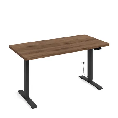 Produktbild von Höhenverstellbarer Schreibtisch Elektrisch BIMOTION 1S, 140x70x3,2 cm Schwarz/NUSS