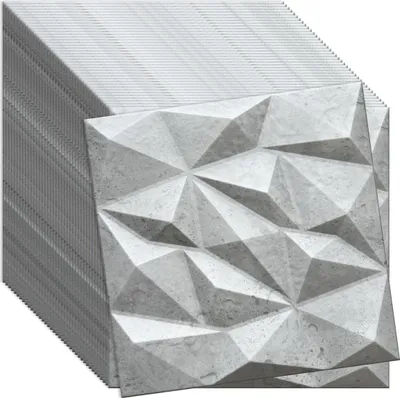 Produktbild von Verdico | 3D Wandpaneel Polystyrole - Betonoptik - 50x50 cm - Modernes Design - 40 Stück, Wand- & Deckenverkleidung