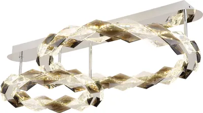 Produktbild von Globo Lighting Deckenleuchte Metall verchromt, Acrylkristalle rauchfarben, klar, LxBxH: 800x550x240mm, Ring-DM: je 1 x 55 cm und 37 cm, inkl. LED 50W 230V, 5700lm Source, 1300lm Output, 4000K