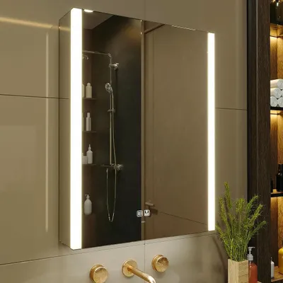 Image de Miroir de salle de bain - Armoire à miroir - Meuble miroir mural - Miroir LED - Meuble de salle de bain - Armoire à miroir éclairée