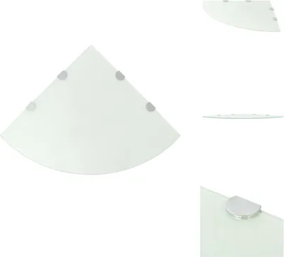 Immagine prodotto di vidaXL Mensola ad angolo con staffe cromate in vetro bianco 45 x 45 cm - Mensole a muro