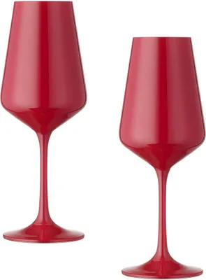 Produktbild von Bohemia Selection Weißweinglas Weinglas 350ml rot 2er Set im Geschenk Karton