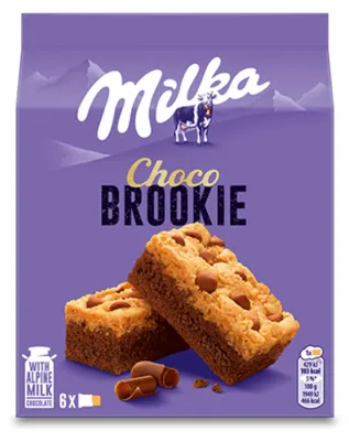 Produktbild von Milka Choco Brookie verpackte Schokokuchen mit Schokostückchen 132g