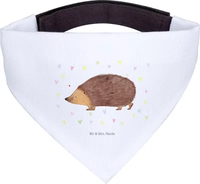 Produktbild von Mr. & Mrs. Panda Halstuch Igel Herzen - Weiß - Geschenk, Tuch, Herz, Kuss, Vertrauen, Hunde-Halstuch, Hund, Lustige Sprüche, Liebe, Für Hunde