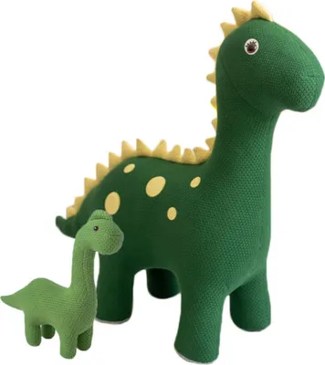 Obrázok produktu pre Crochetts Set aus 2 Dinosaurier-Kuscheltieren Dina und Dino aus Baumwolle (Groß + Mini) PLTR14LTM02