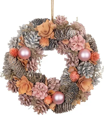 Productafbeelding van MagicHome kerstkrans, hangend, roze-oranje, 30 cm