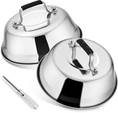 Image de Moules à hamburgers en acier inoxydable, lot de 2, pour barbecue, 17 x 6 cm