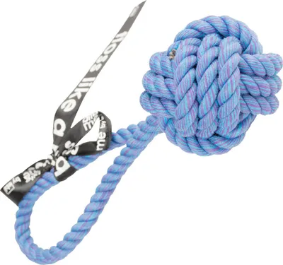 Produktbild von Europet Bernina Hundespielzeug Ball mit Schlaufe "are you knots" blau