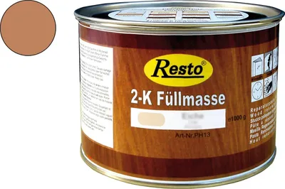 Produktbild von Resto 2K Füllmasse 500g Mahagoni, 2K Spachtel, Holzkitt, Holzspachtel auf Polyesterbasis, schnell trocknend, beizbar, überstreichbar
